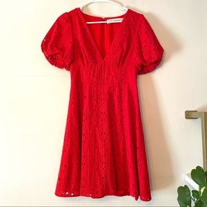 Fame & Partners - Eyelet Mini Dress w/ Balloon sleeves